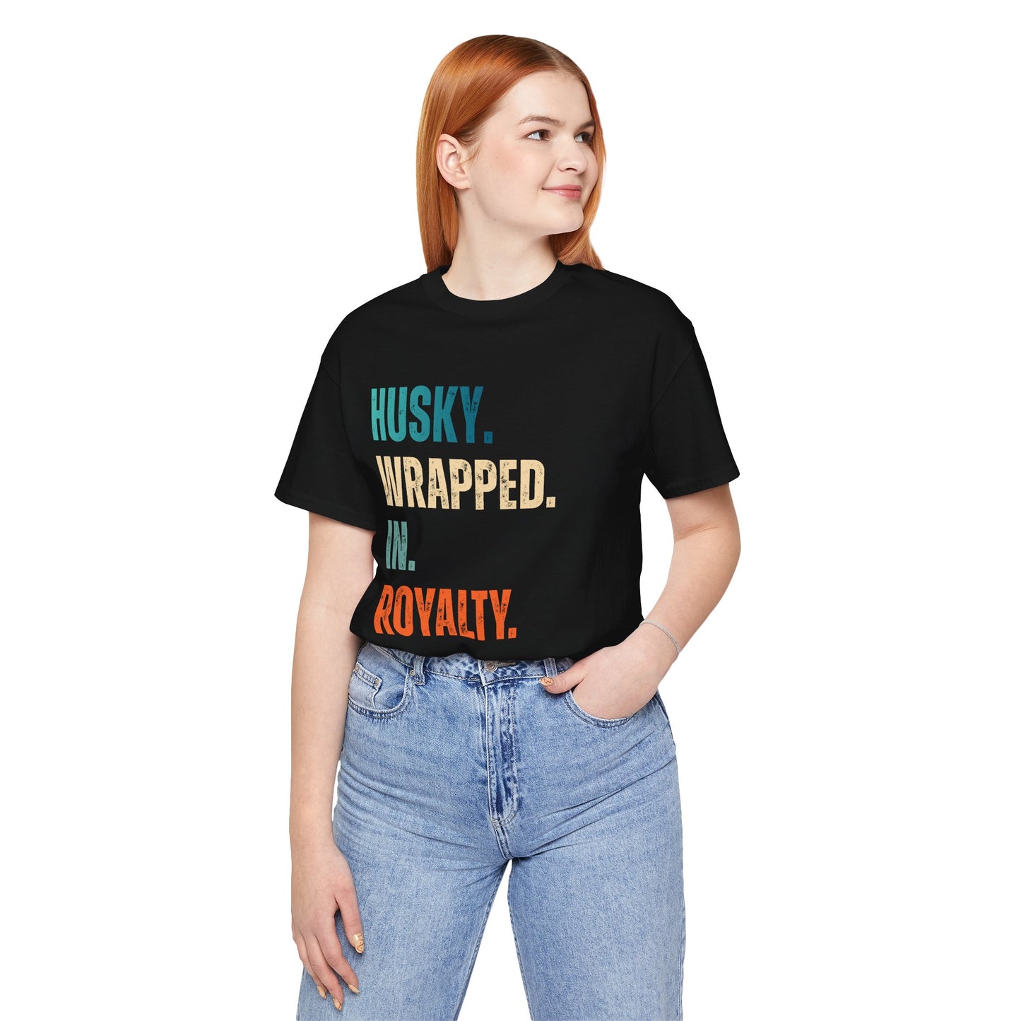Husky Wrapped in Royalty Shirt – Elegant Dog Lover Tee, Premium Husky Gift
